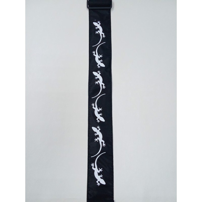 MZ-RGE-7-1ApLizardBk Ремень для гитары, черный, аппликация Ящерица, MEZZO