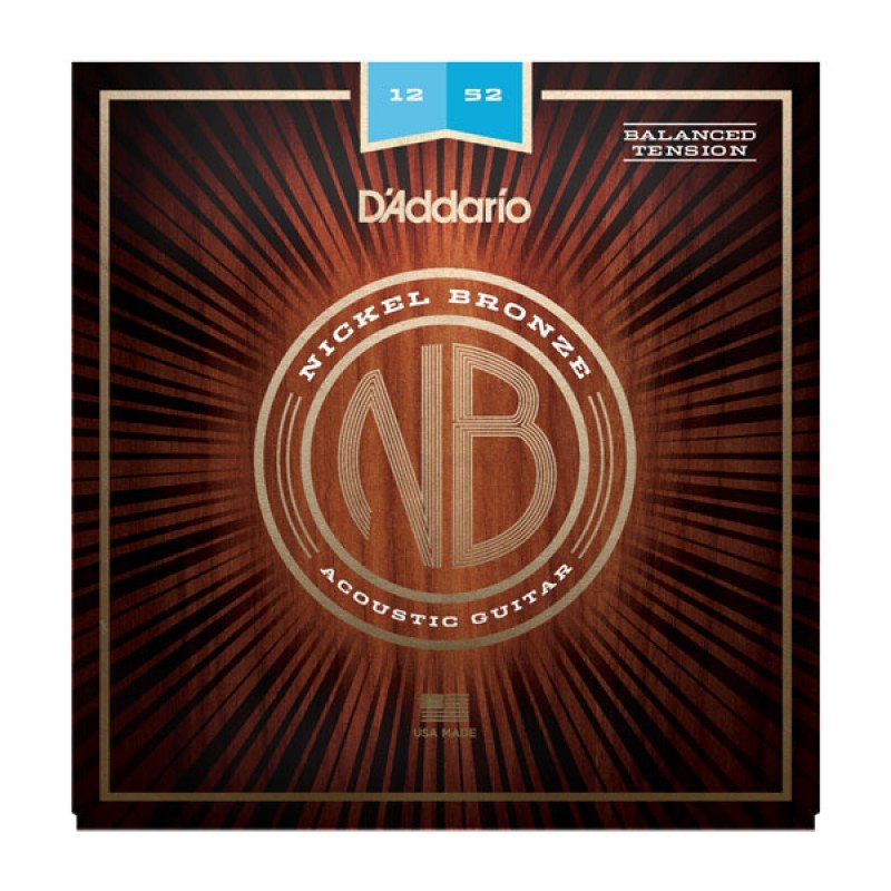 NB1252BT Nickel Bronze Комплект струн для акустической гитары, Balanced Light, 12-52, D'Addario
