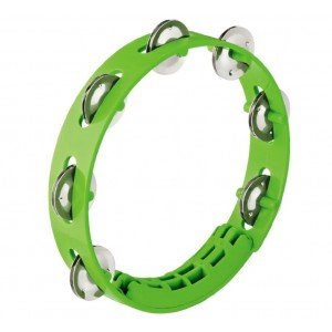 NINO49GG Тамбурин 8", пластик, 1 ряд бубенцов, зеленый, Nino Percussion