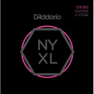 NYXL0980 NYXL Комплект струн для 8-струнной электрогитары, Super Light, 09-80, D'Addario