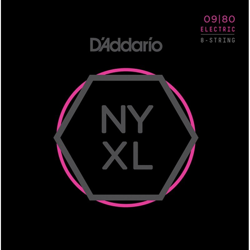 NYXL0980 NYXL Комплект струн для 8-струнной электрогитары, Super Light, 09-80, D'Addario
