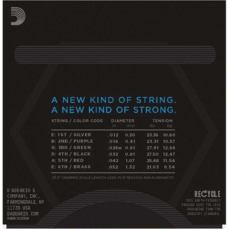 NYXL1252W NYXL Комплект струн для электрогитары, Light, опл.3-ей струны, 12-52, D'Addario