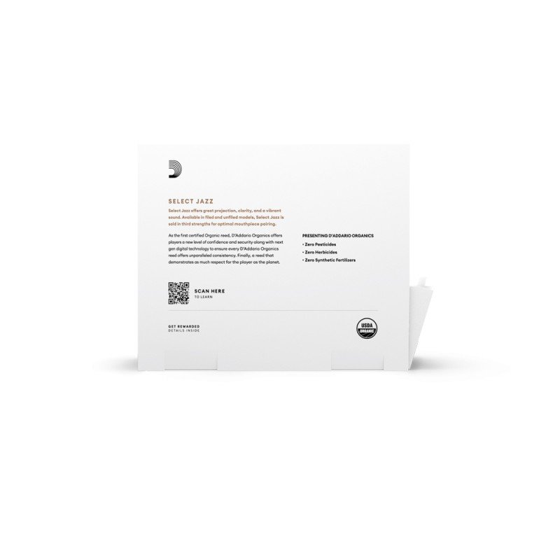 ORRS01ASX3S-B25 Organic Select Jazz Unfiled Трости для саксофона альт, размер 3S, 25шт, D'Addario