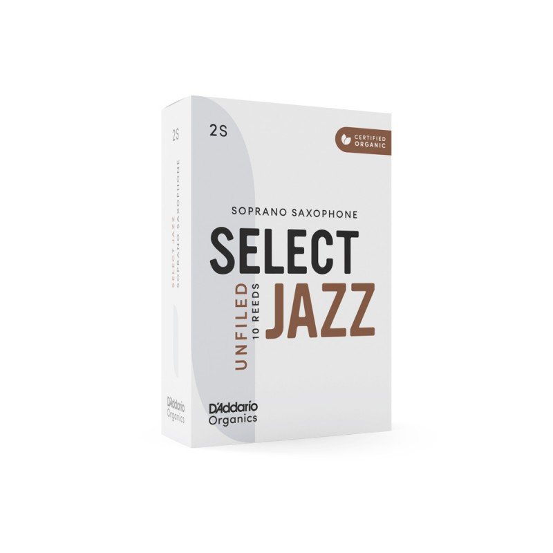 ORRS10SSX2S Organic Select Jazz Unfiled Трости для саксофона сопрано, размер 2S, 10шт, D'Addario