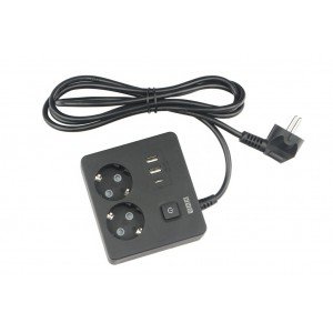 PC-1B-2M PowerCube Удлинитель, 2 розетки, 3 USB-порта, Электрическая мануфактура