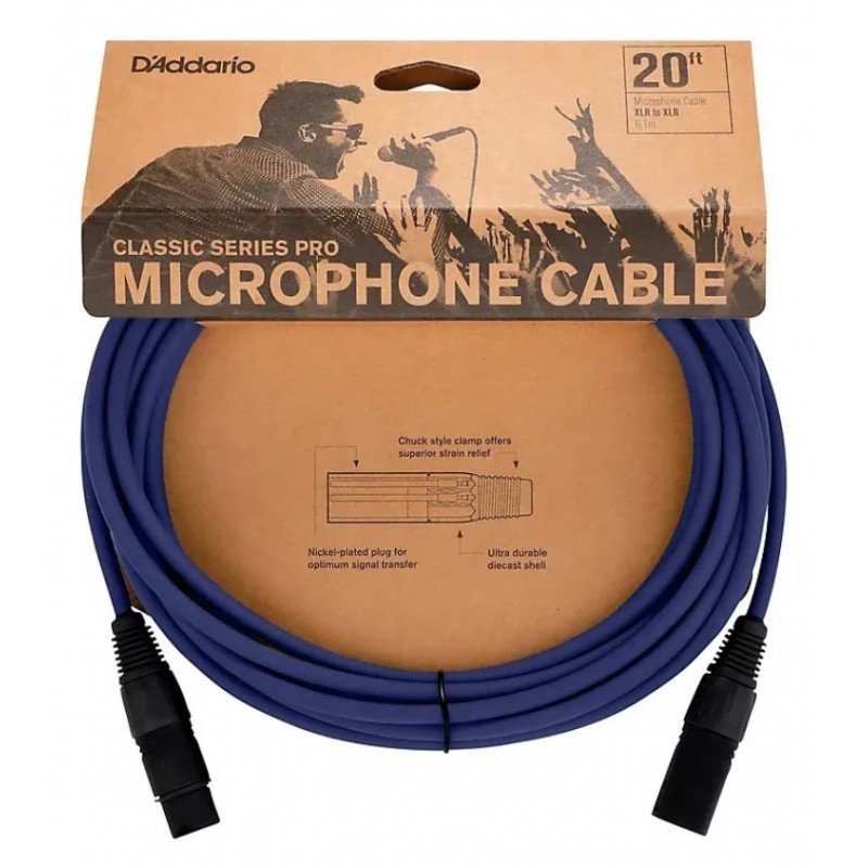 PW-CPMIC-20DBU Classic Series Pro Микрофонный кабель, 6м, тёмно-синий, D'Addario