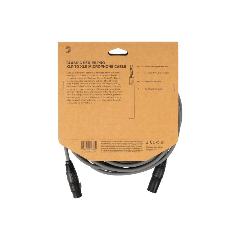 PW-CPMIC-20GY Classic Series Pro Микрофонный кабель, 6м, серый, D'Addario