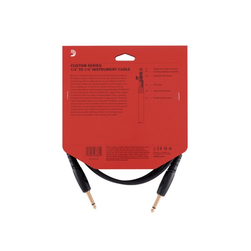 PW-G-05 Custom Series Инструментальный кабель, 1.5м, D'Addario