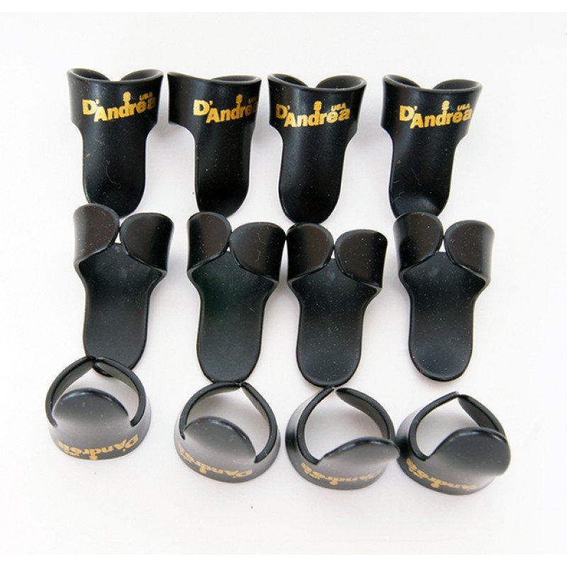 R374-LG-BLK Медиатор на средний палец (коготь), черный, большой, 12 штук в пакете D'Andrea