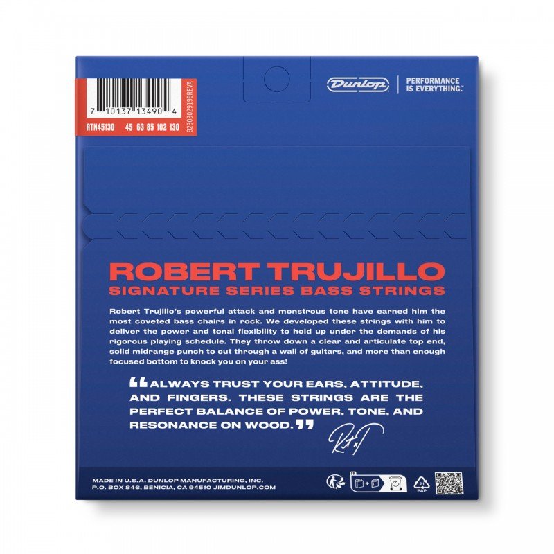 RTN45130 Robert Trujillo Комплект струн для 5-струнной бас-гитары, никель, 45-130, Dunlop