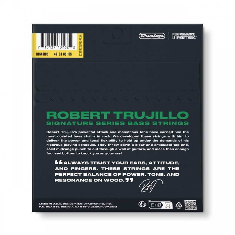 RTS45105 Robert Trujillo Комплект струн для бас-гитары, сталь, 45-105, Dunlop