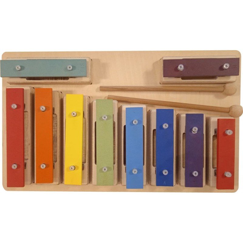 SGBA10-C Металлофон разборный (глокеншпиль) альт 8 нот+2 полутона, цветной, Sinkopa