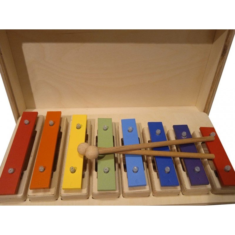 SGBS81-C Металлофон разборный (глокеншпиль) сопрано 8 нот, 2 палочки, цветной, кейс, Sinkopa