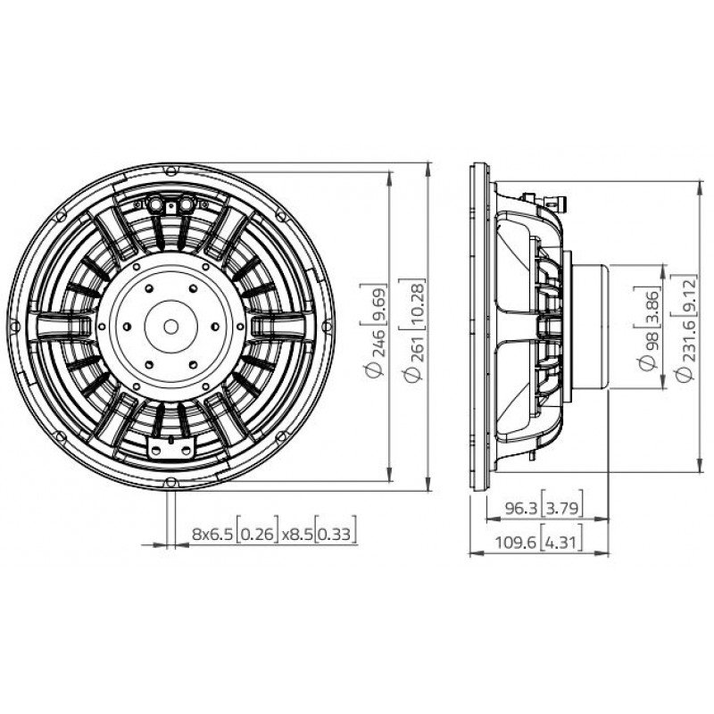 WAN102.50 Динамик 10", 600Вт, 8 Ом, Lavoce