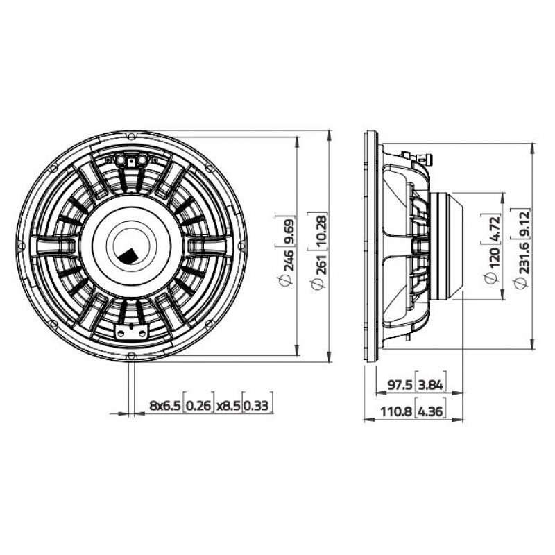 WAN103.01-16 Динамик 10" басовый, 900Вт, 16 Ом, Lavoce