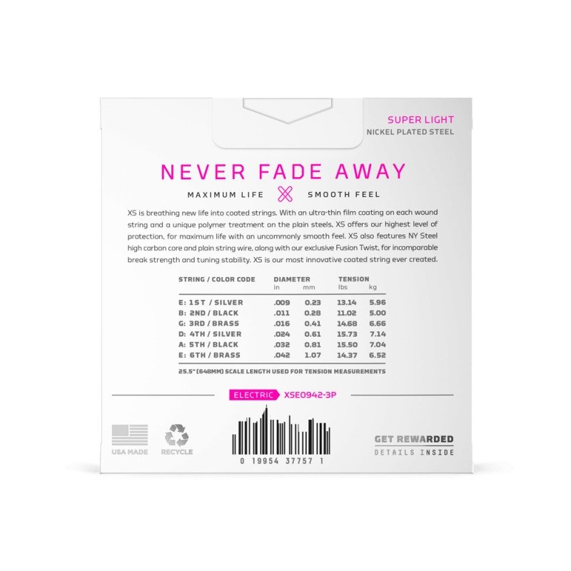 XSE0942-3P XS Nickel Струны для электрогитары, никелированные, 09-42, 3 комплекта, D'Addario