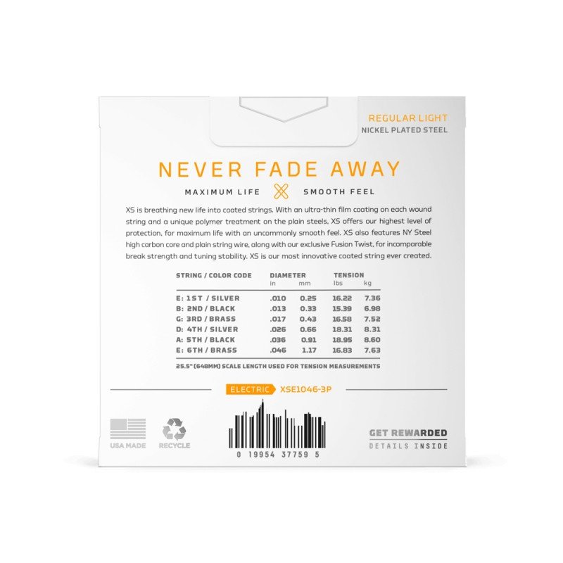 XSE1046-3P XS Nickel Струны для электрогитары, никелированные, 10-46, 3 комплекта, D'Addario
