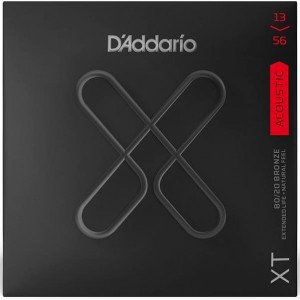 XTABR1356 XT Комплект струн для акустической гитары, бронза 80/20, 13-56, с покрытием, D'Addario