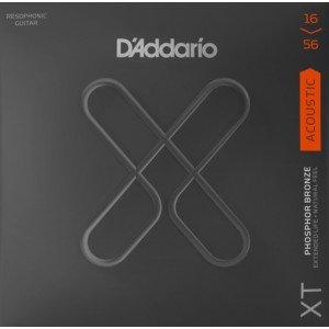 XTAPB1656 XT Комплект струн для акустической гитары, фосф.бронза, 16-56, с покрытием, D'Addario