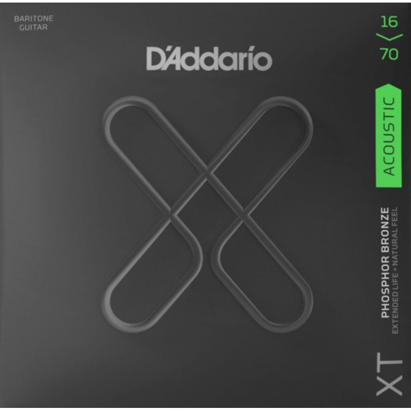 XTAPB1670 XT Комплект струн для акустической гитары, фосф.бронза, 16-70, с покрытием, D'Addario